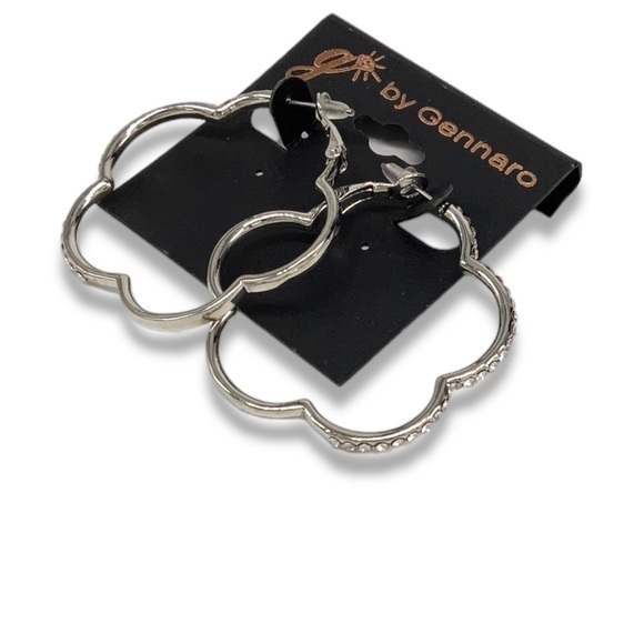 G by Gennaro scallop clover hoop earrings NWT - Picture 1 of 3